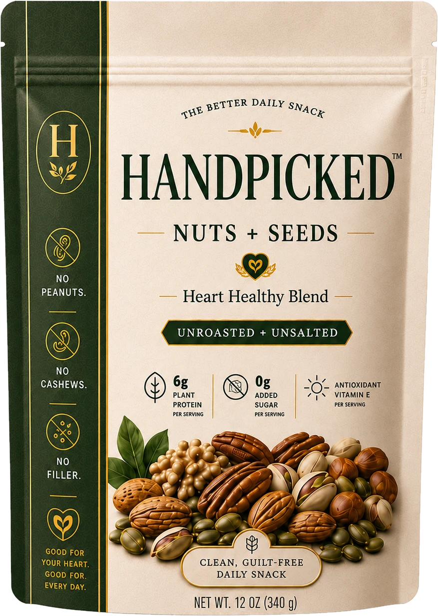 HANDPICKED Nuts + Seeds, Unroasted + Unsalted — 12 oz pouch